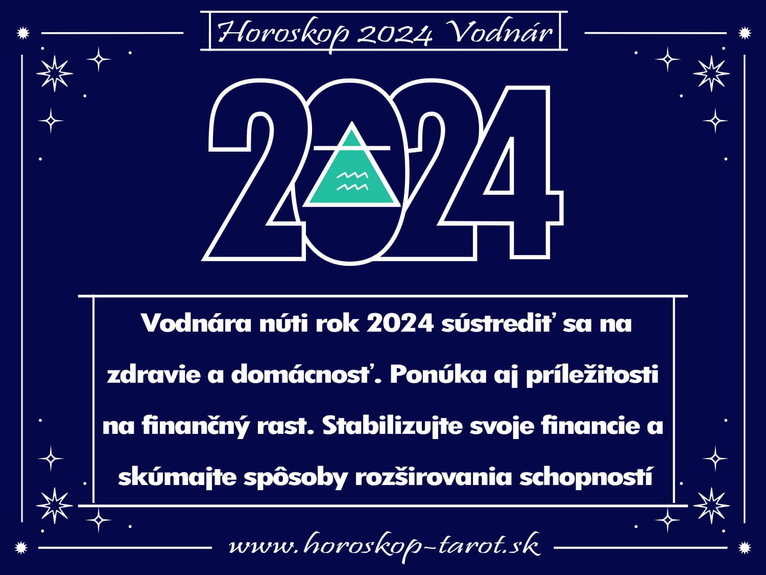 Ročný Horoskop na rok 2024 Vodnár horoskoptarot.sk